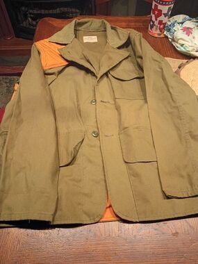 Men's Olive Field Jacket with Orange Shoulder Accent